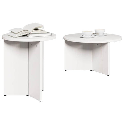 Coffee Table 2 pcs White Solid Pine wood