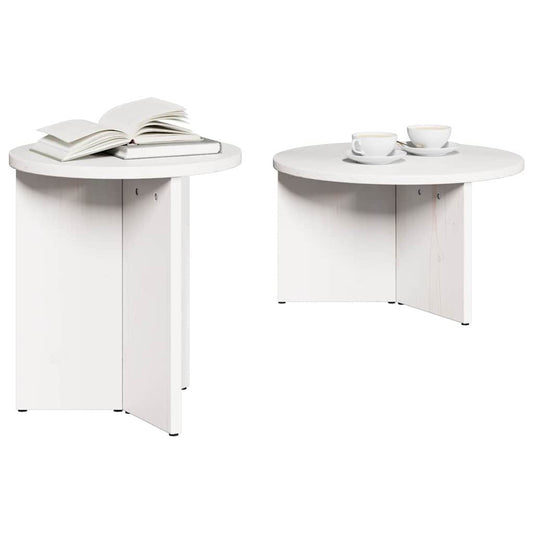 Coffee Table 2 pcs White 49 x 49 x 28 cm Solid Pine wood