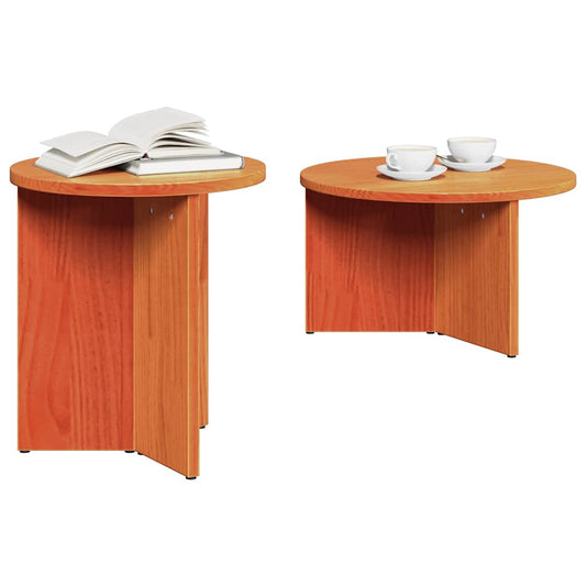 Coffee Table 2 pcs Wax Brown 49 x 49 x 28 cm Solid Pine wood
