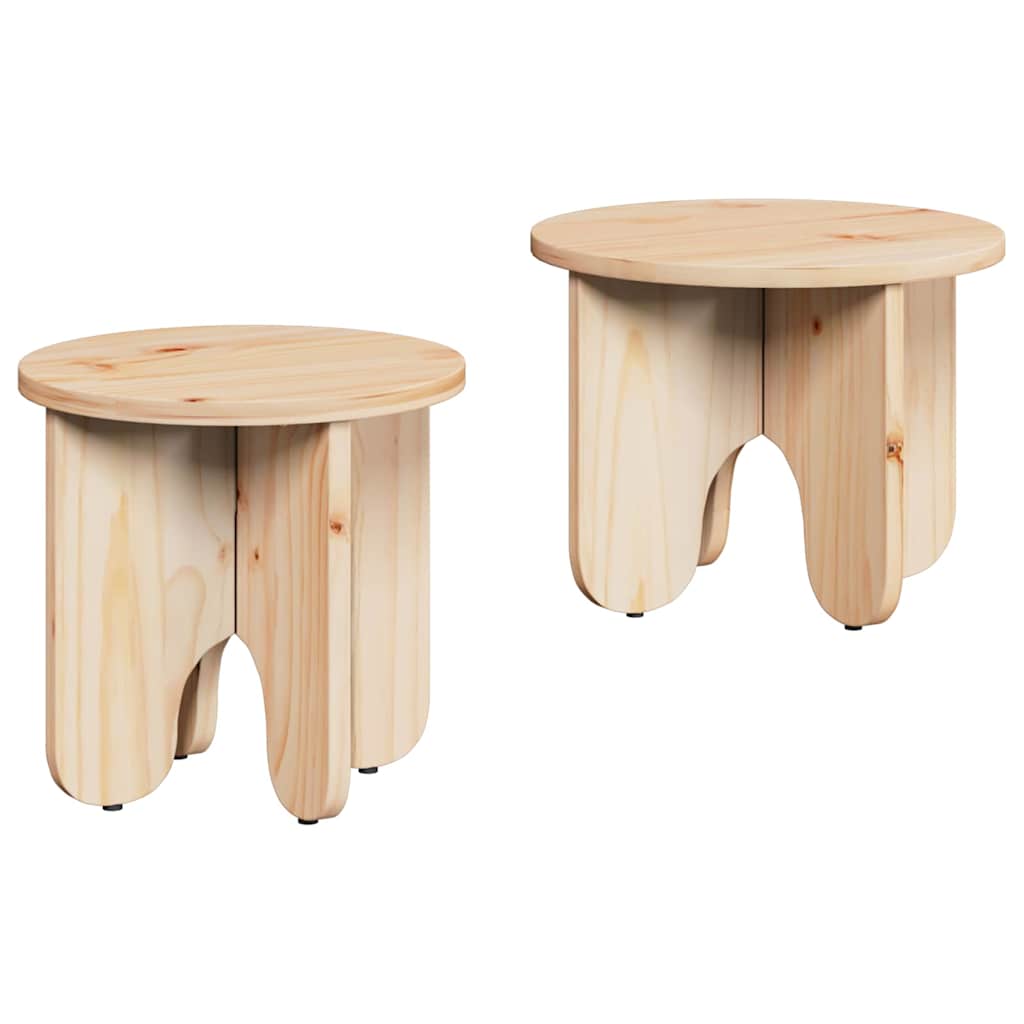 Coffee Table 2 pcs Natural Solid Pine wood