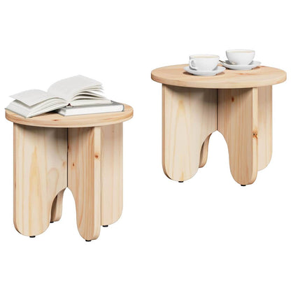 Coffee Table 2 pcs Natural Solid Pine wood