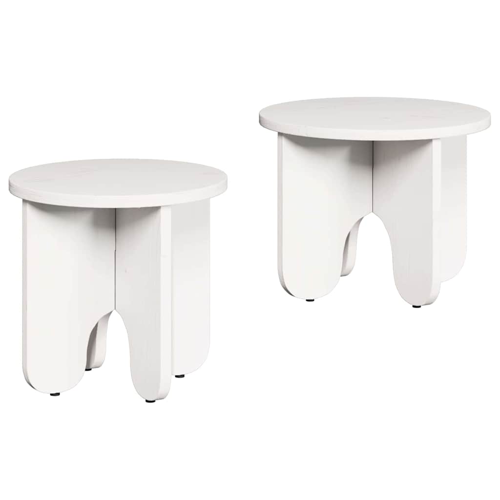 Coffee Table 2 pcs White Solid Pine wood