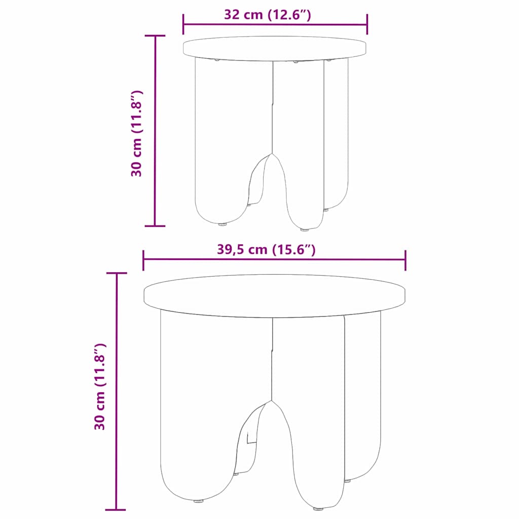 Coffee Table 2 pcs White Solid Pine wood