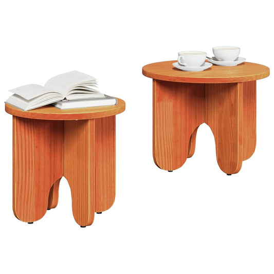 Coffee Table 2 pcs Wax Brown 39.5 x 39.5 x 30 cm