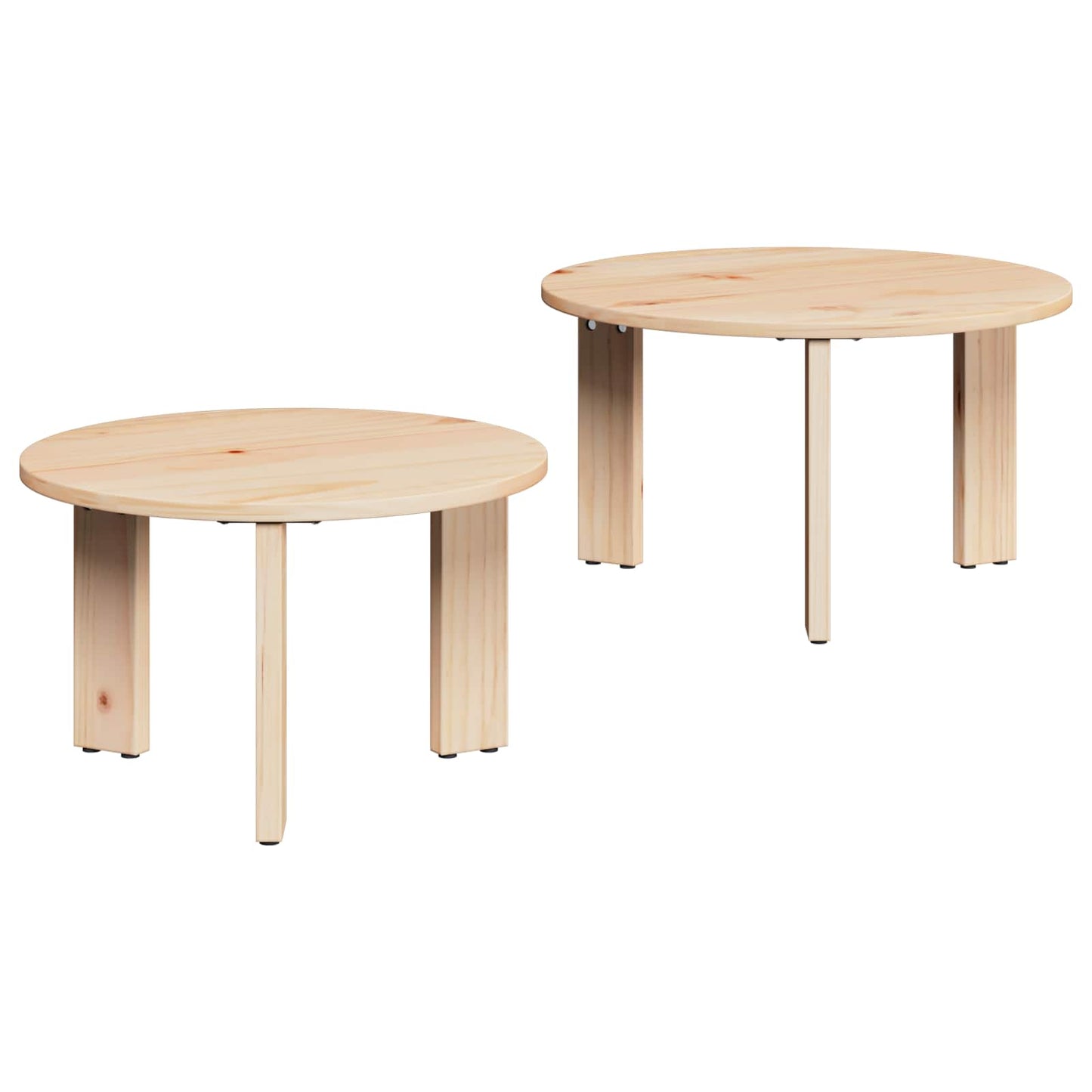 Coffee Table 2 pcs Natural Solid Pine wood