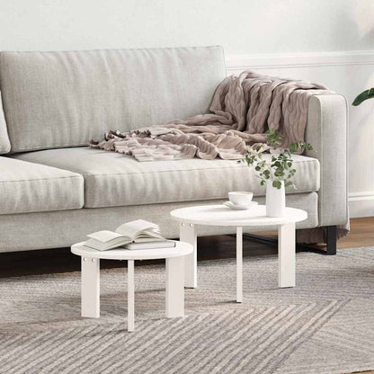 Coffee Table 2 pcs White Solid Pine wood