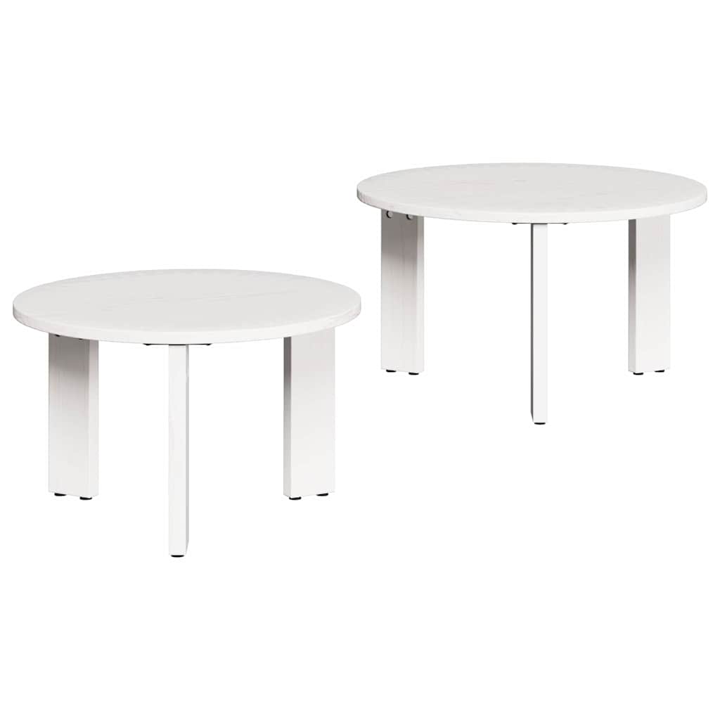 Coffee Table 2 pcs White Solid Pine wood