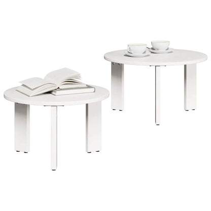 Coffee Table 2 pcs White Solid Pine wood
