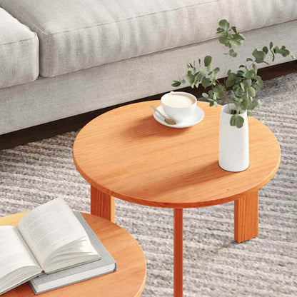 Coffee Table 2 pcs Wax Brown Solid Pine wood
