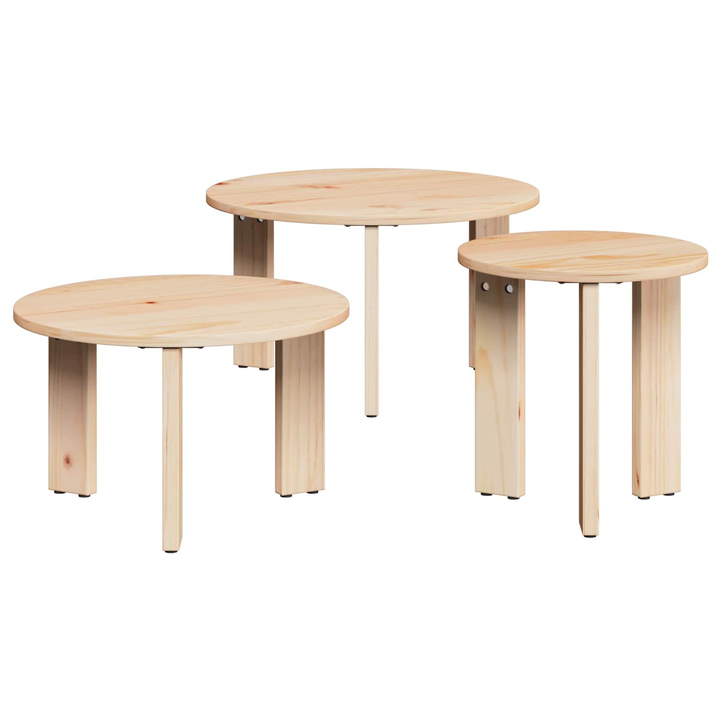 Coffee Table 3 pcs Natural Solid pine wood