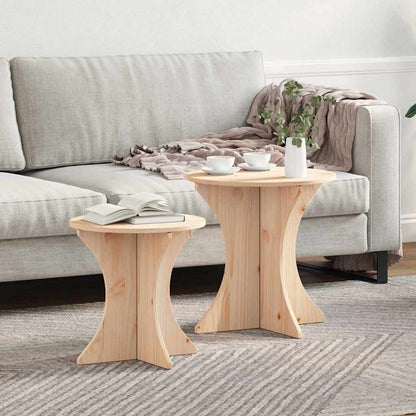 Coffee Table 2 pcs Natural Solid pine wood