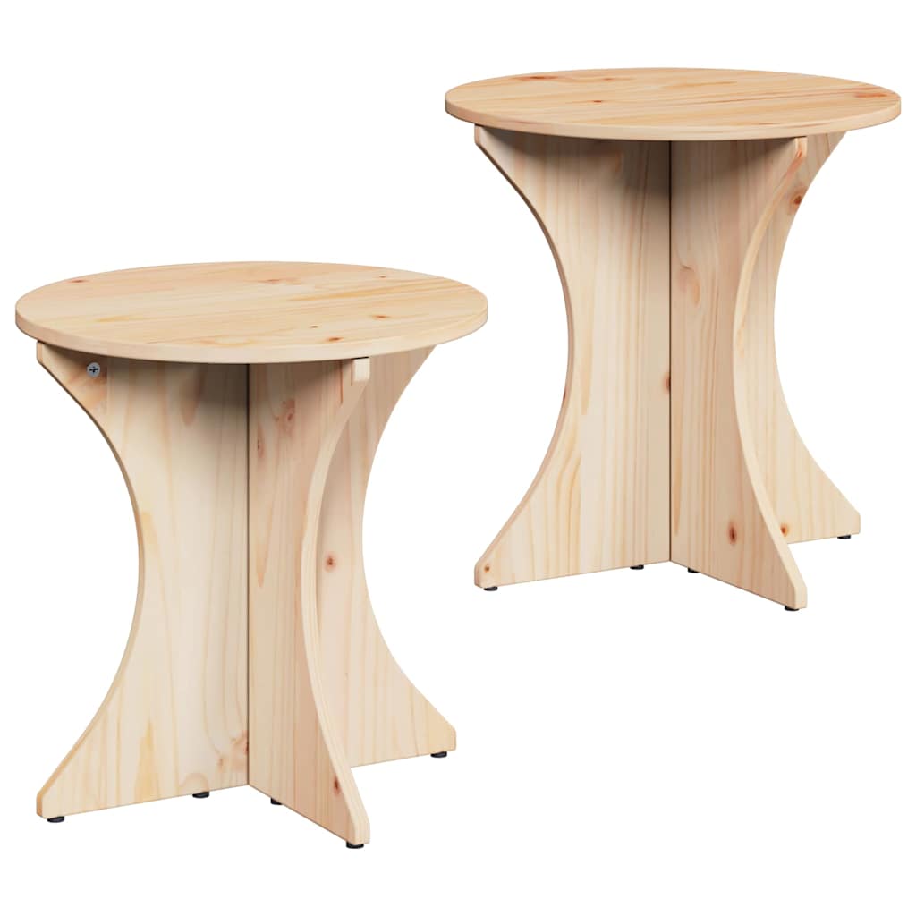 Coffee Table 2 pcs Natural Solid pine wood
