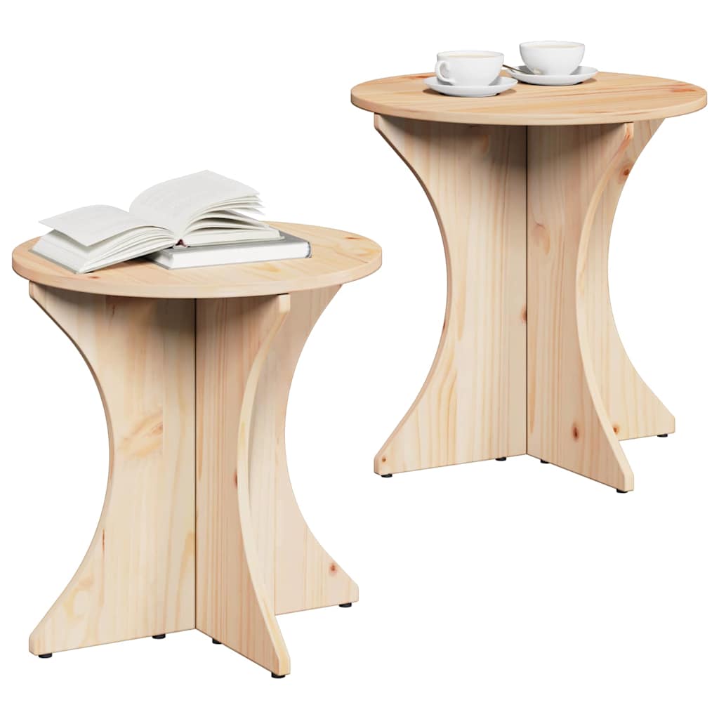 Coffee Table 2 pcs Natural Solid pine wood