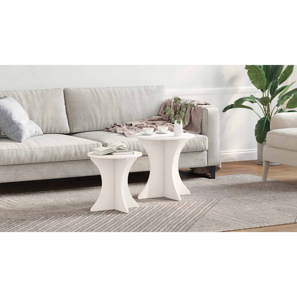 Coffee Table 2 pcs White Solid pine wood
