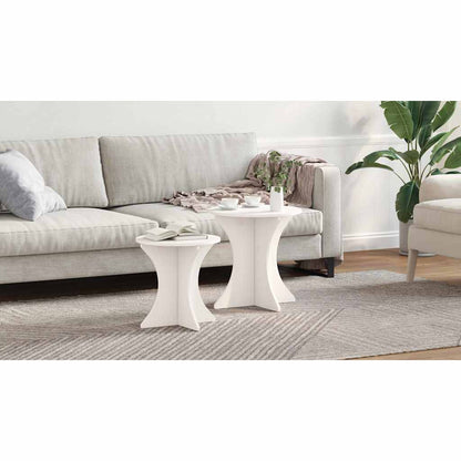 Coffee Table 2 pcs White Solid pine wood