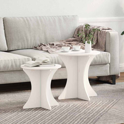 Coffee Table 2 pcs White Solid pine wood