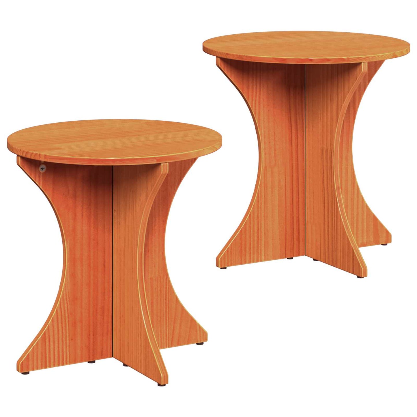 Coffee Table 2 pcs Wax Brown Solid pine wood