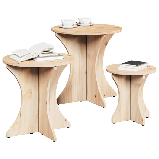 Coffee Table 3 pcs Natural 46 x 46 x 47 cm