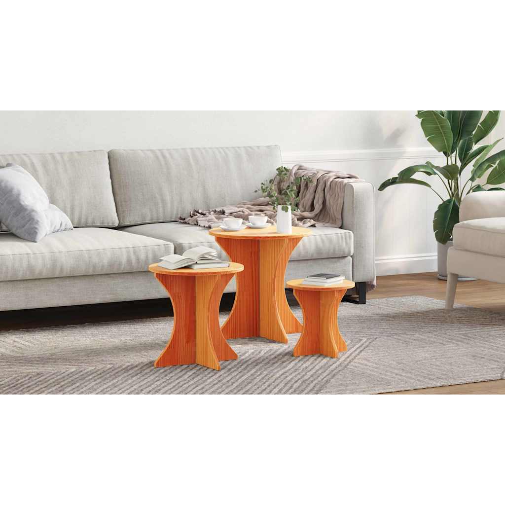 Coffee Table 3 pcs Wax Brown