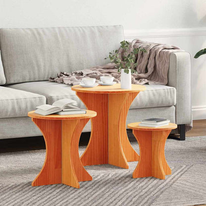 Coffee Table 3 pcs Wax Brown