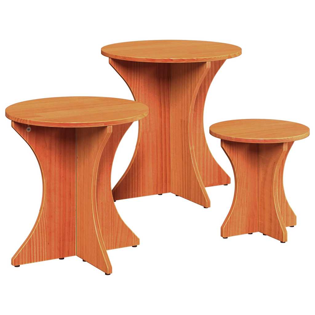 Coffee Table 3 pcs Wax Brown
