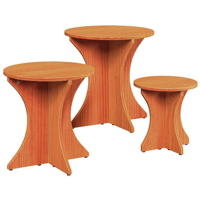 Coffee Table 3 pcs Wax Brown