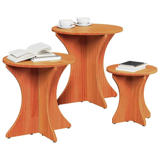 Coffee Table 3 pcs Wax Brown 46 x 46 x 47 cm