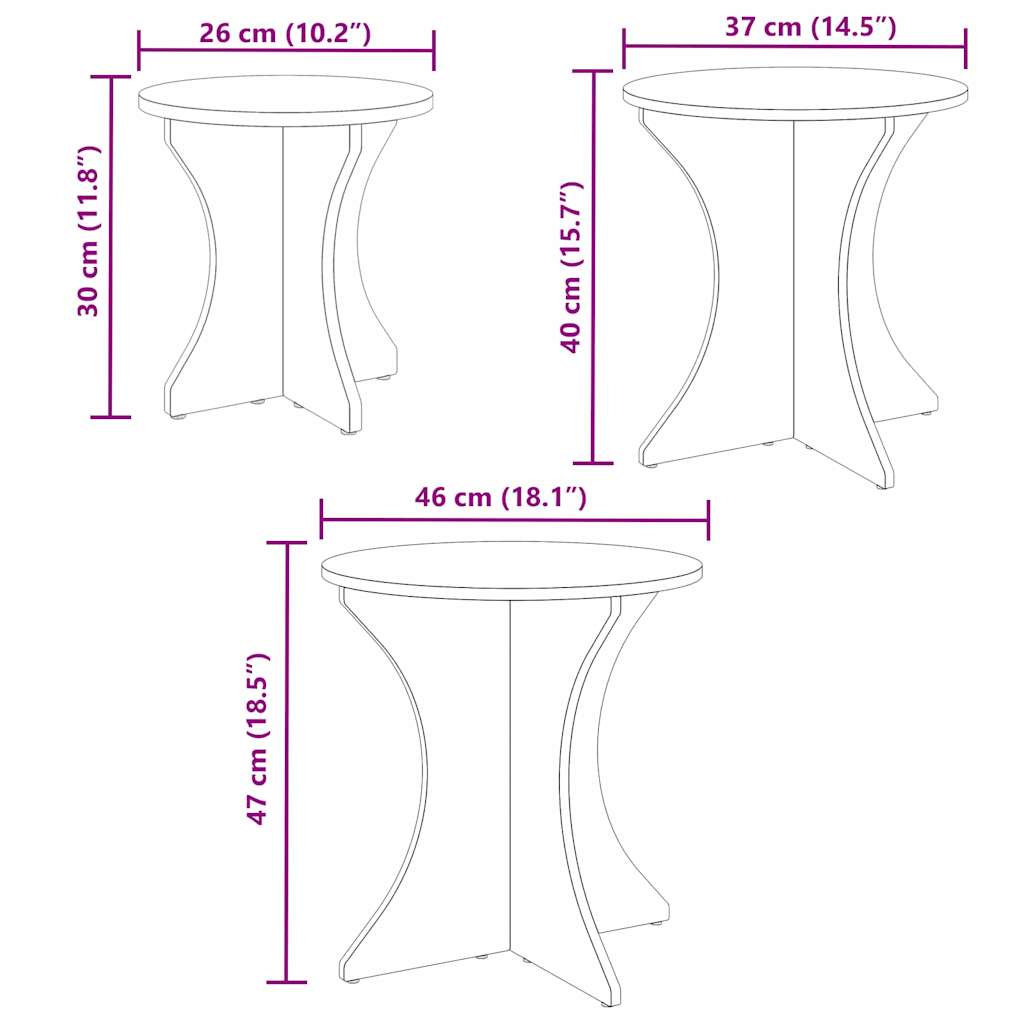 Coffee Table 3 pcs Wax Brown