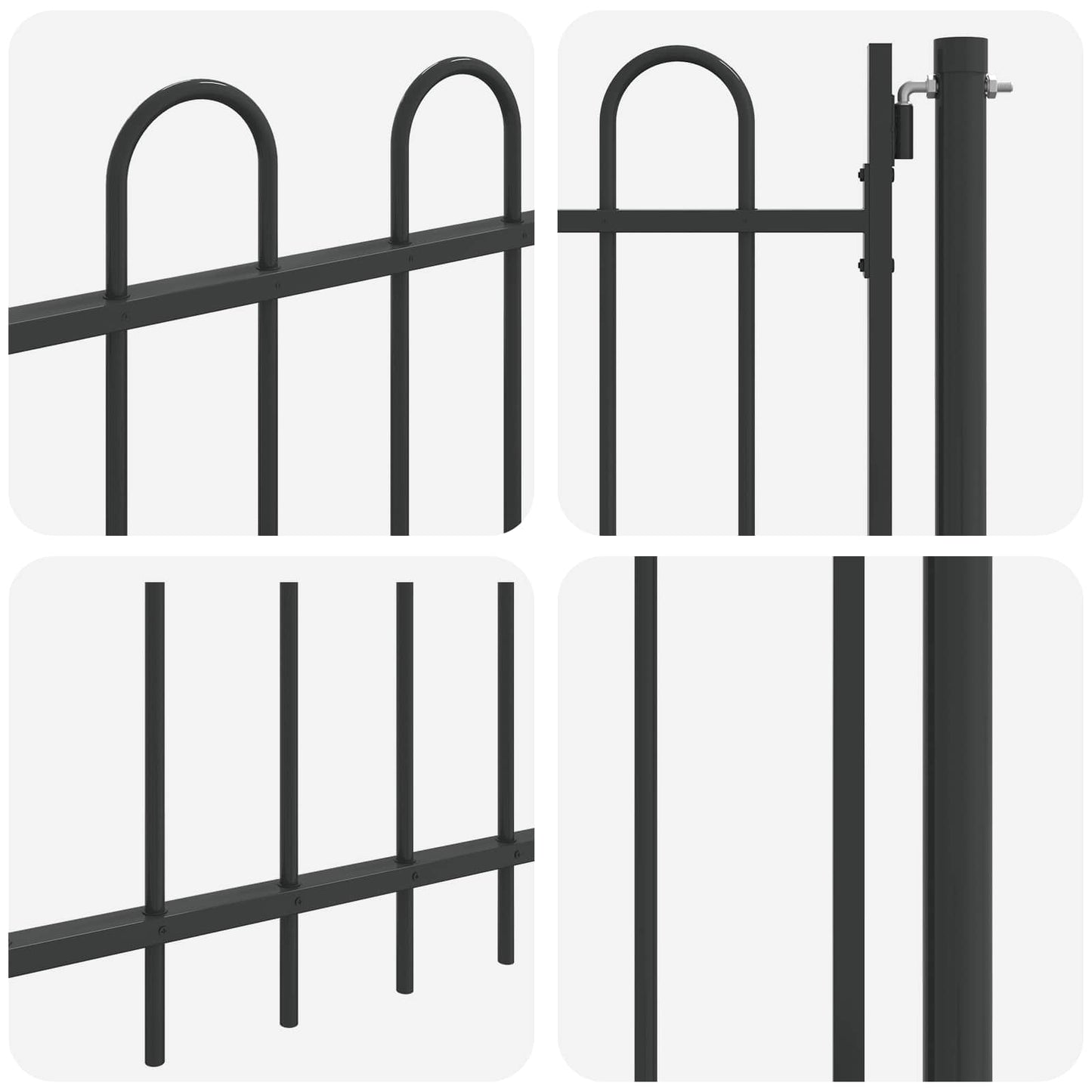 Fence Gate BOXTEL 103 x 150 cm Powder-Coated Steel Grey