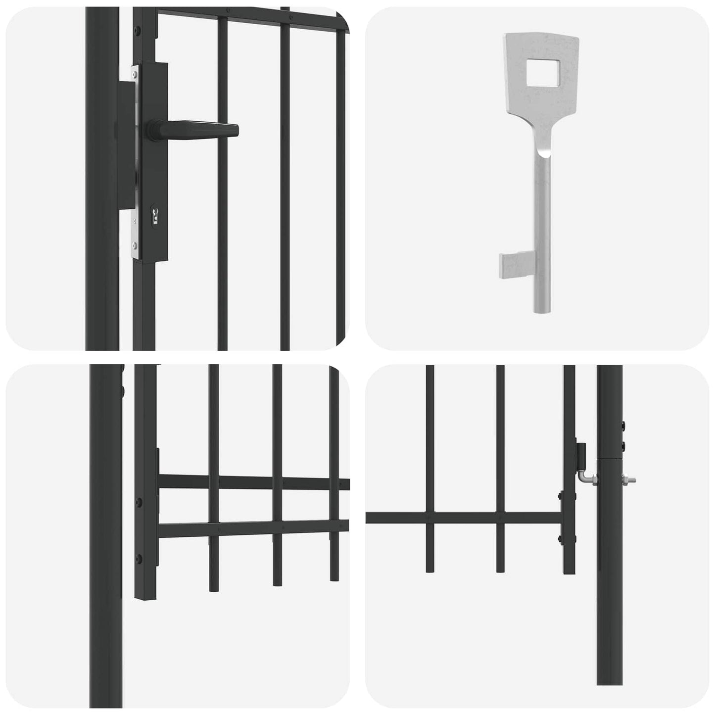 Fence Gate BOXTEL 103 x 150 cm Powder-Coated Steel Grey