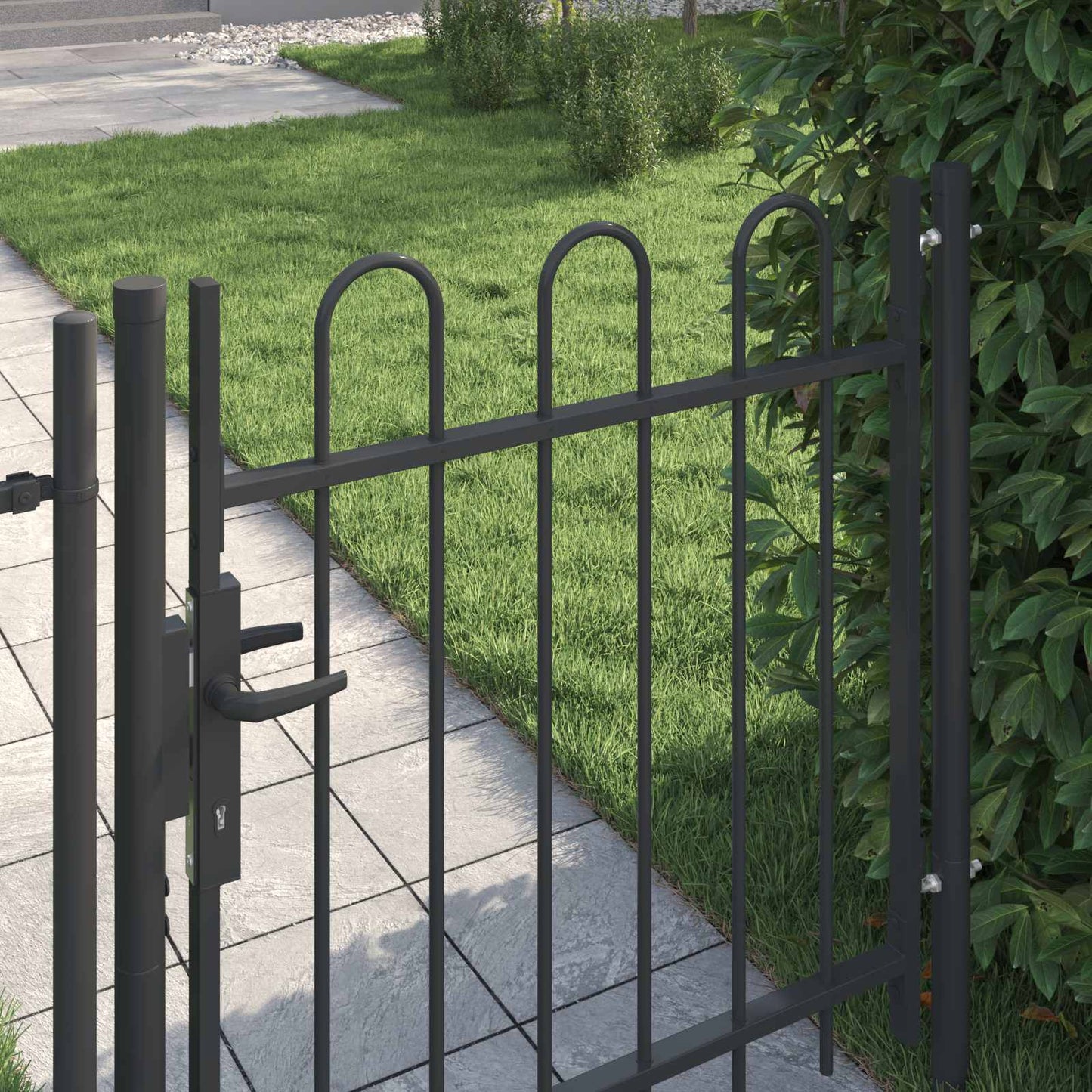 Fence Gate BOXTEL 103 x 150 cm Powder-Coated Steel Grey