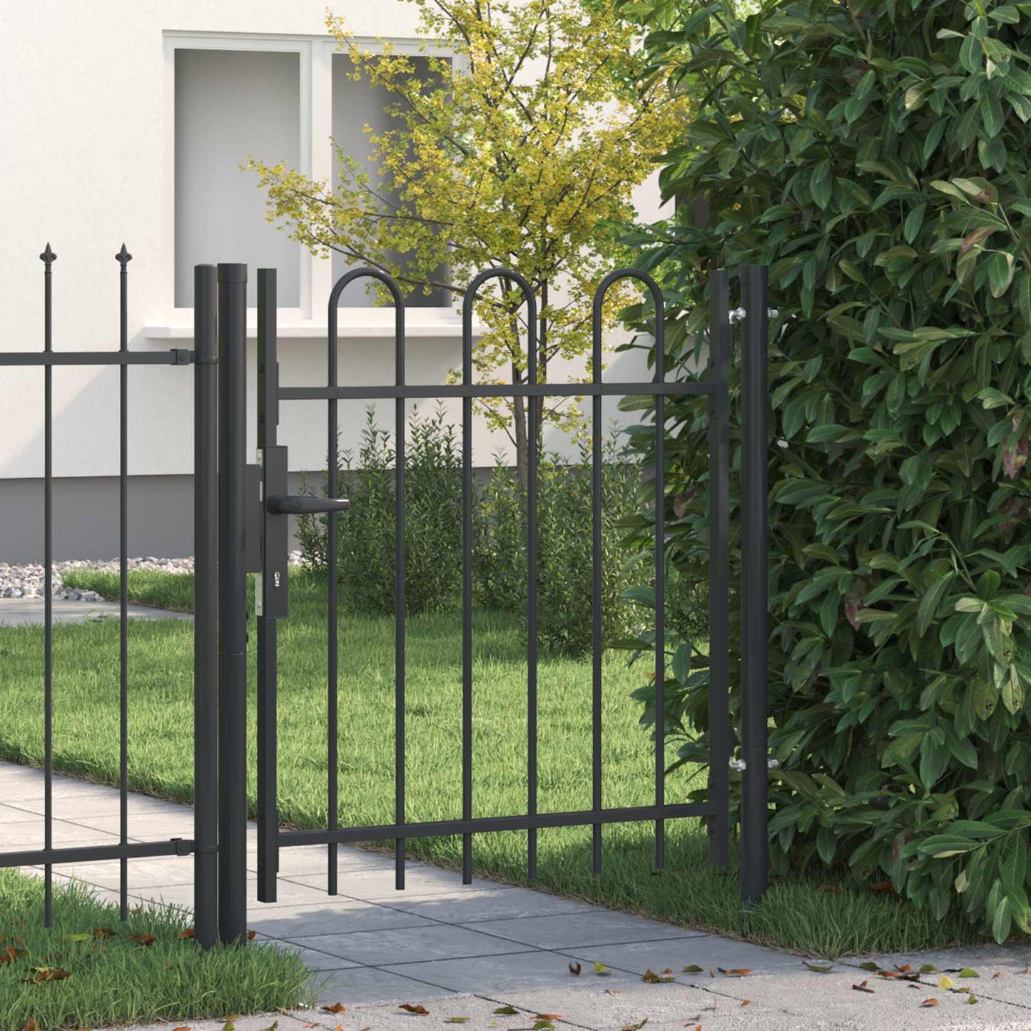 Fence Gate BOXTEL 103 x 150 cm Powder-Coated Steel Grey