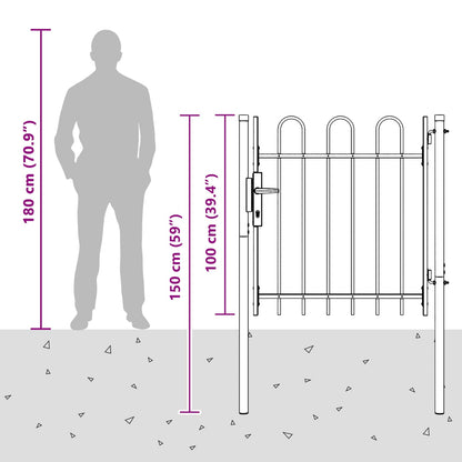Fence Gate BOXTEL 103 x 150 cm Powder-Coated Steel Grey