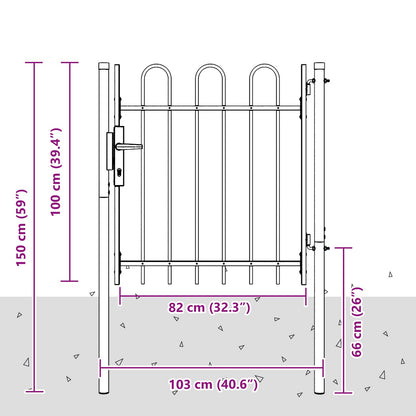 Fence Gate BOXTEL 103 x 150 cm Powder-Coated Steel Grey
