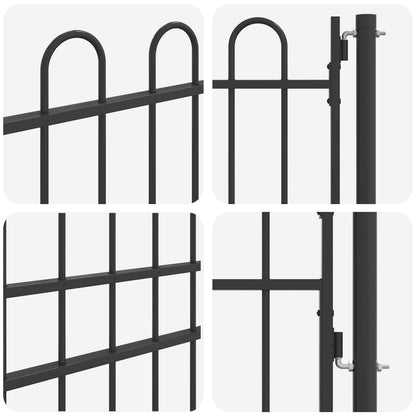 Fence Gate BOXTEL 103 x 225 cm Powder-Coated Steel Grey