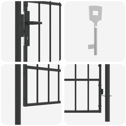 Fence Gate BOXTEL 103 x 225 cm Powder-Coated Steel Grey
