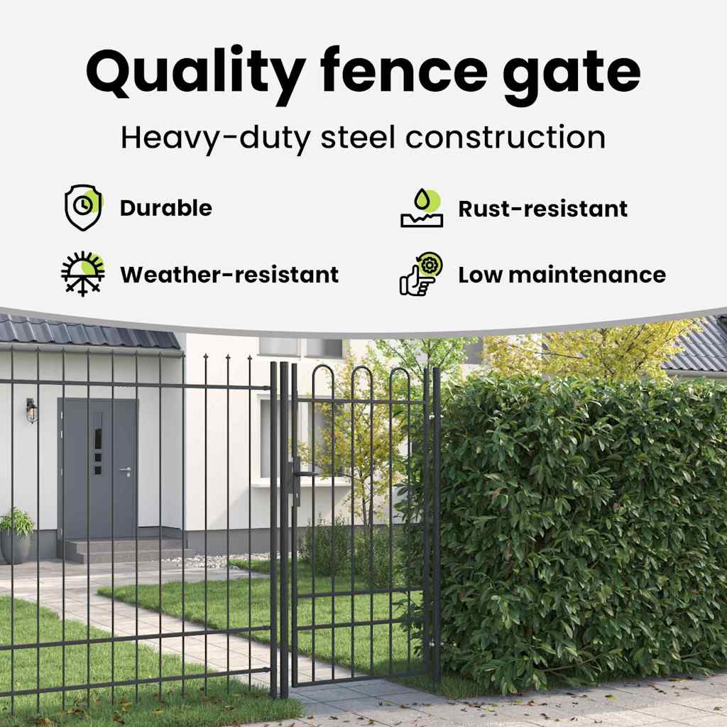 Fence Gate BOXTEL 103 x 225 cm Powder-Coated Steel Grey