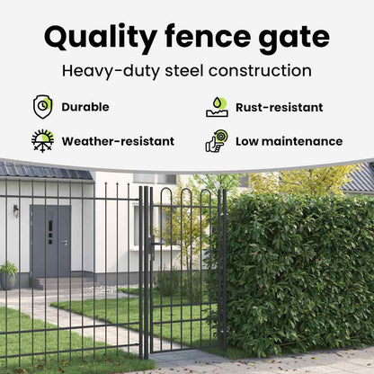 Fence Gate BOXTEL 103 x 225 cm Powder-Coated Steel Grey