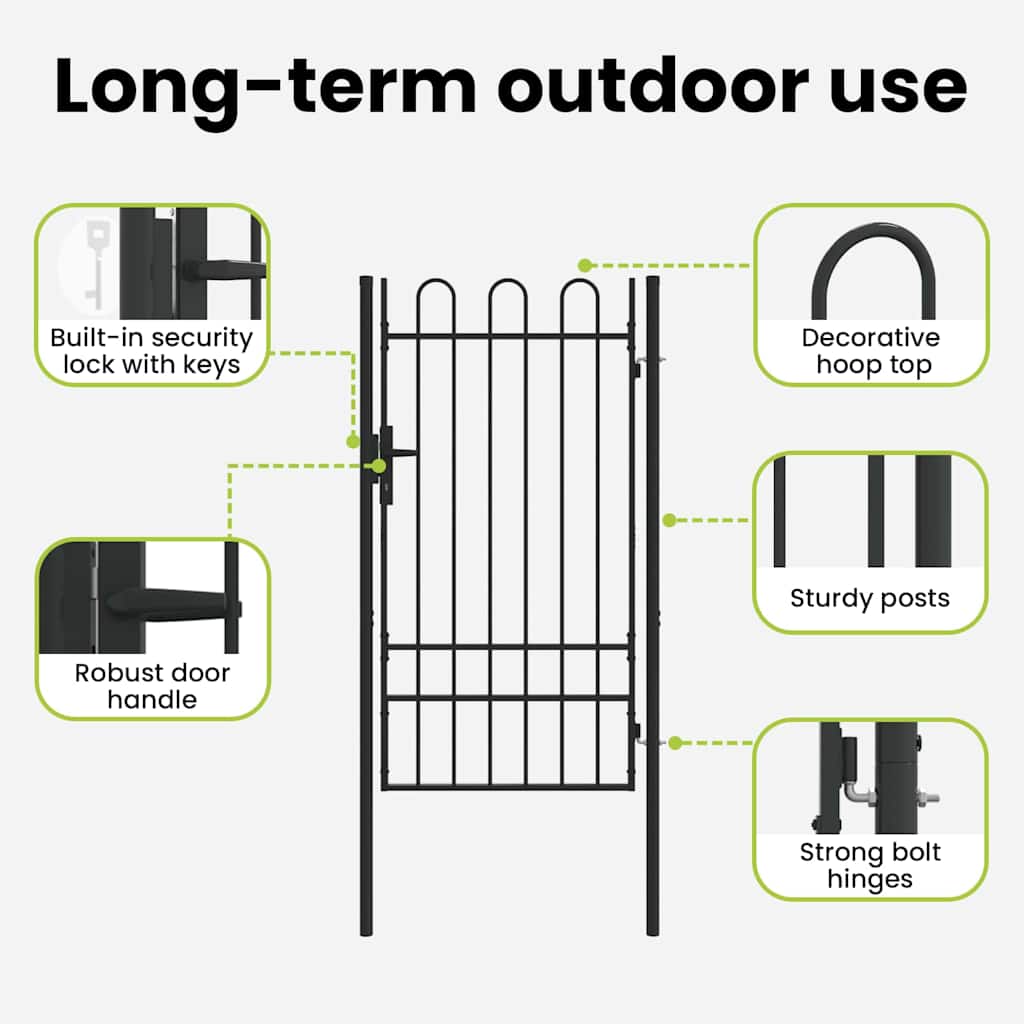 Fence Gate BOXTEL 103 x 225 cm Powder-Coated Steel Grey