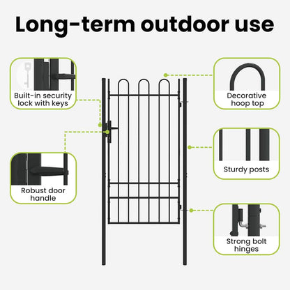 Fence Gate BOXTEL 103 x 225 cm Powder-Coated Steel Grey