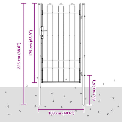 Fence Gate BOXTEL 103 x 225 cm Powder-Coated Steel Grey