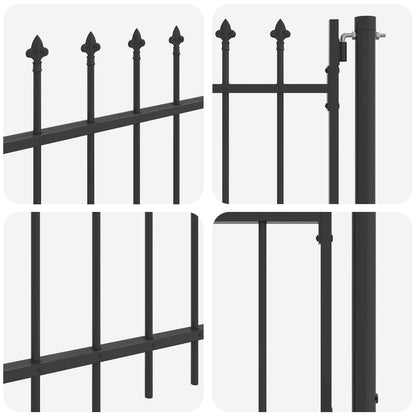 Fence Gate BOXTEL 103 x 124.5 cm Powder-Coated Steel Grey