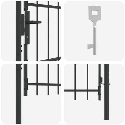 Fence Gate BOXTEL 103 x 124.5 cm Powder-Coated Steel Grey
