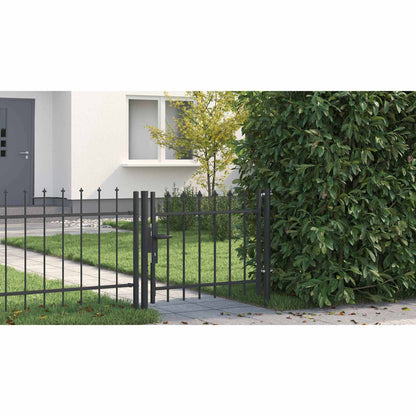 Fence Gate BOXTEL 103 x 124.5 cm Powder-Coated Steel Grey