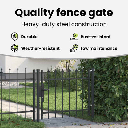 Fence Gate BOXTEL 103 x 124.5 cm Powder-Coated Steel Grey