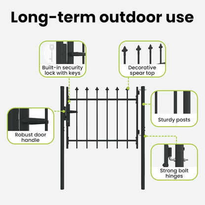 Fence Gate BOXTEL 103 x 124.5 cm Powder-Coated Steel Grey