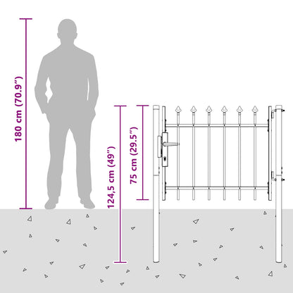 Fence Gate BOXTEL 103 x 124.5 cm Powder-Coated Steel Grey