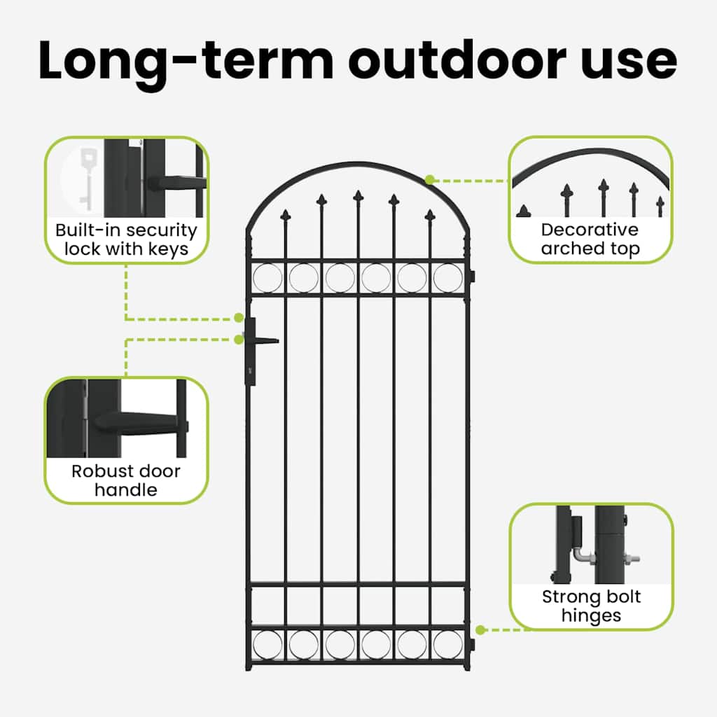 Fence Post ASSEN 200 x 88 x 14 cm Steel Grey Lockable