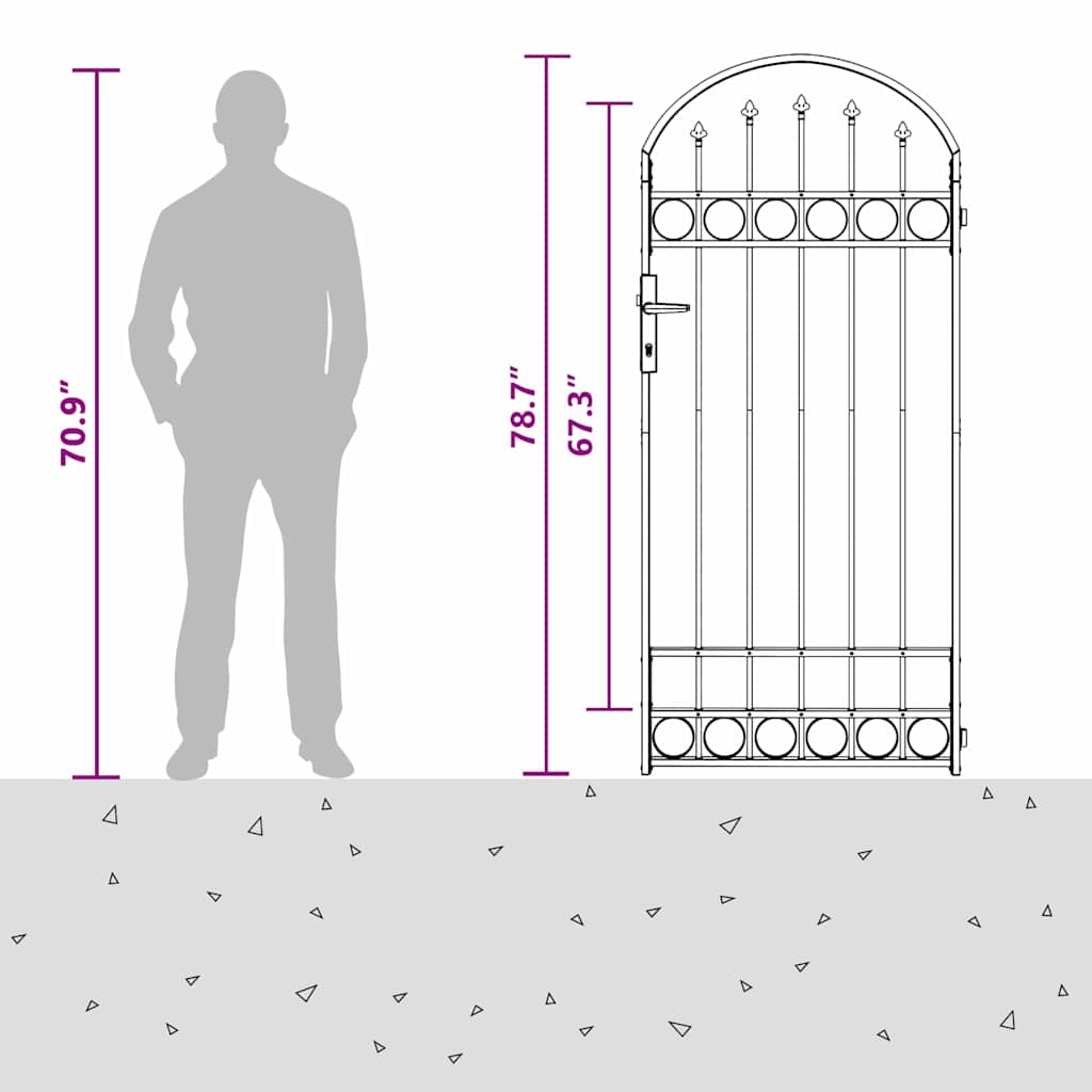 Fence Post ASSEN 200 x 88 x 14 cm Steel Grey Lockable