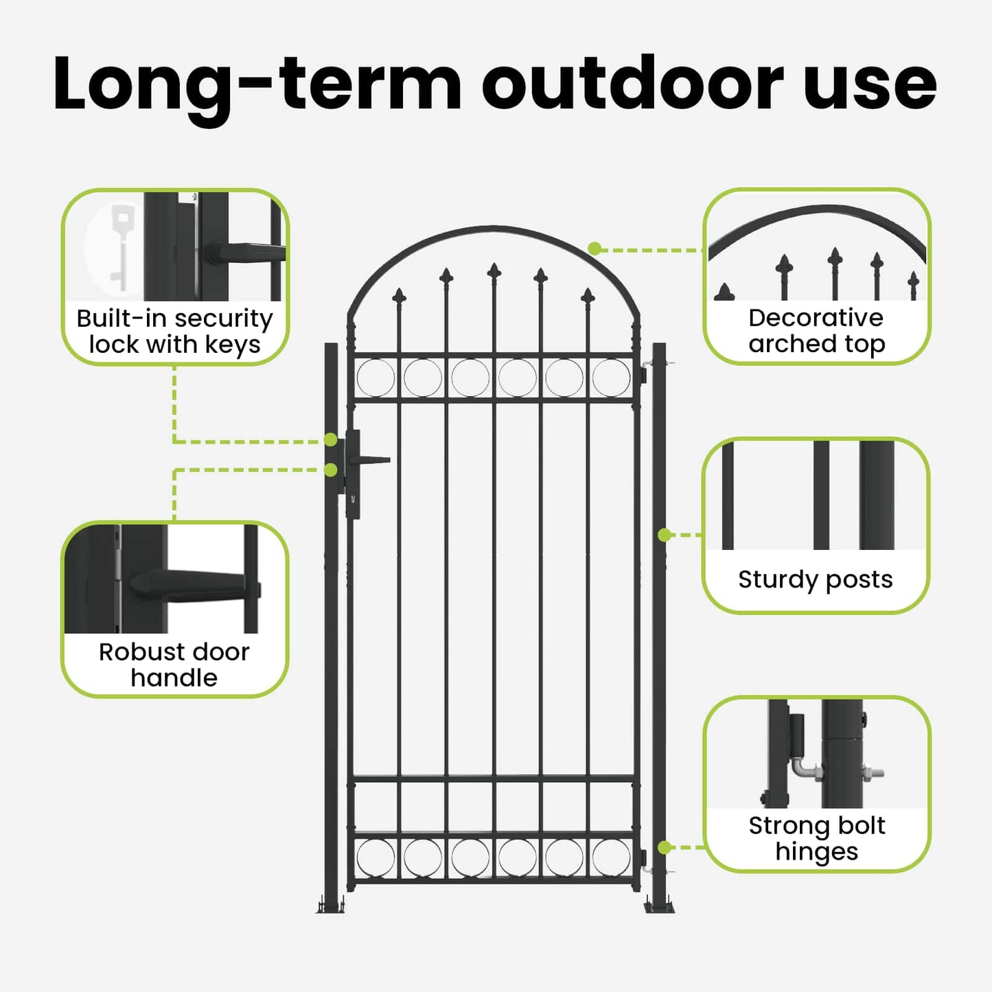Fence Post ASSEN 200 x 88 x 14 cm Steel Grey Lockable